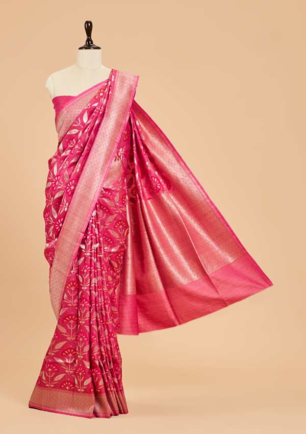 Pink Jaal Saree in Georgette Tussar