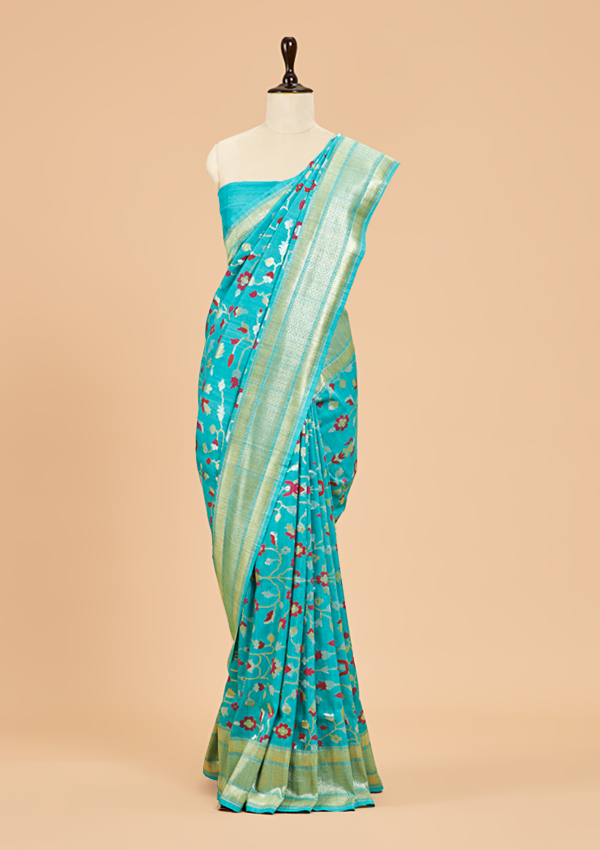 Firozi Jaal Saree in Georgette Tussar