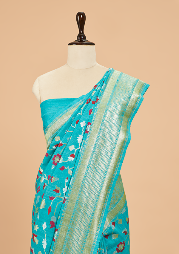 Firozi Jaal Saree in Georgette Tussar