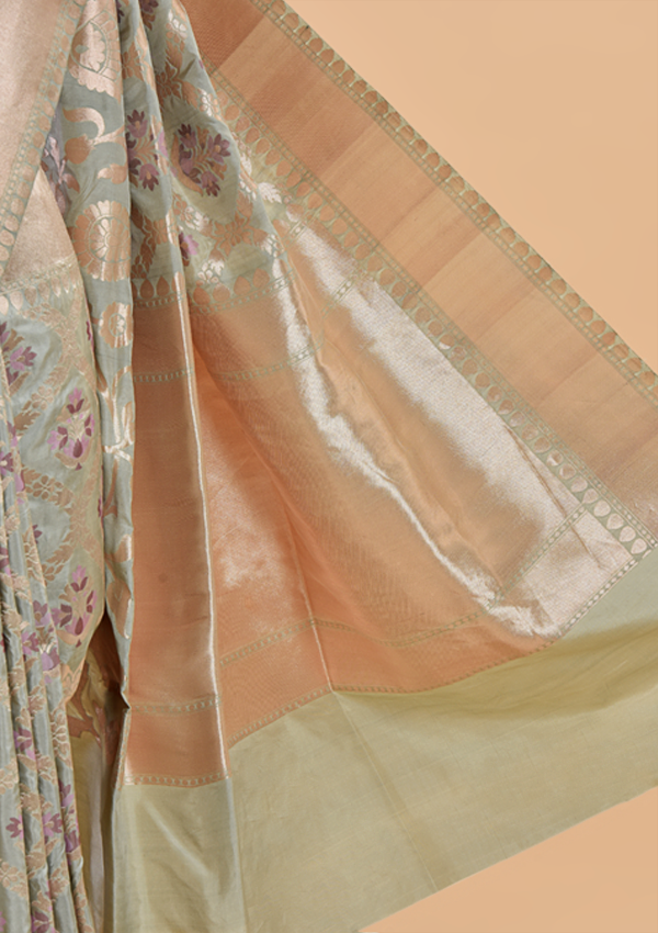 Light Green Jaal Saree in Silk