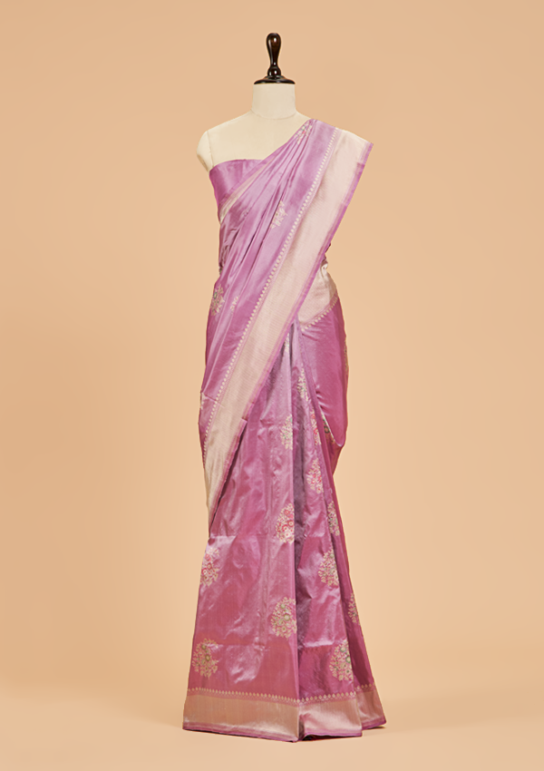 Mauve without Zari Butta Saree in Silk