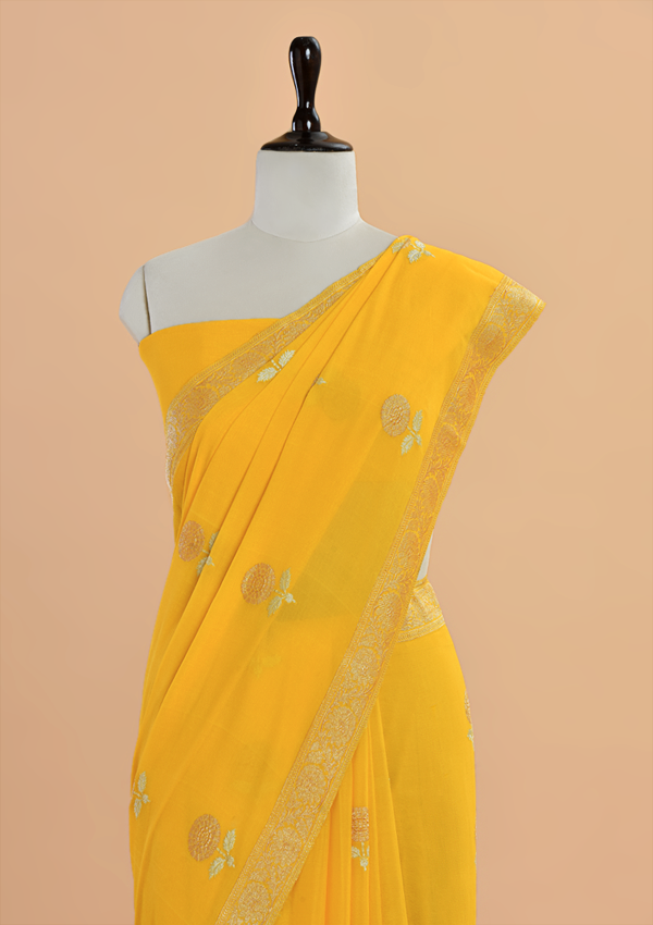 Yellow Butta Saree In Georgette