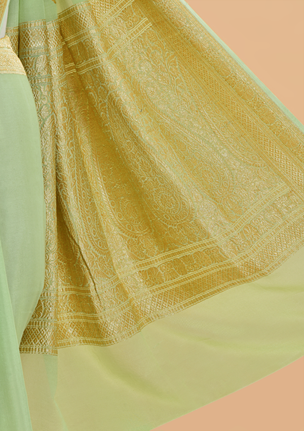 Pista Green Butta Saree In Georgette