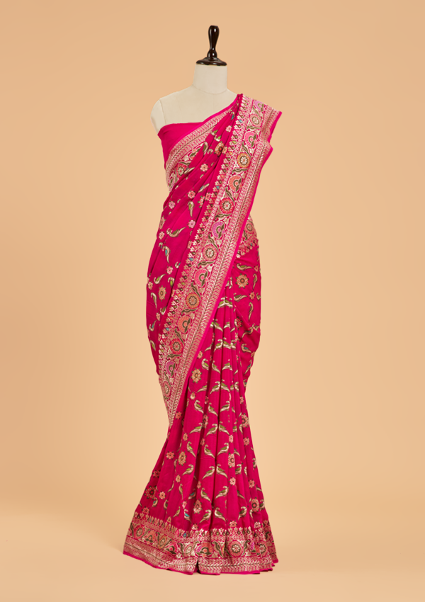 Rani Pink Jaal Saree in Georgette