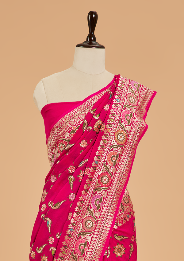 Rani Pink Jaal Saree in Georgette
