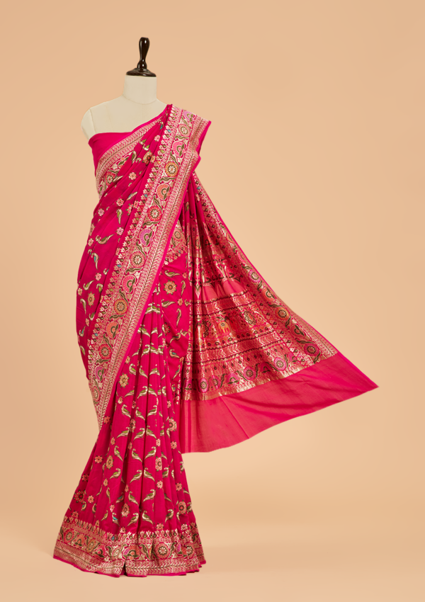 Rani Pink Jaal Saree in Georgette