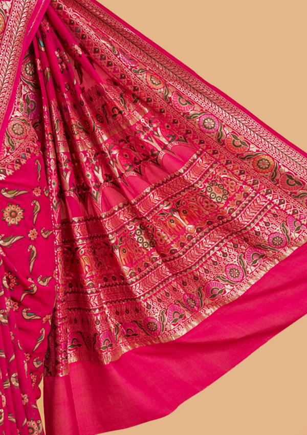 Rani Pink Jaal Saree in Georgette