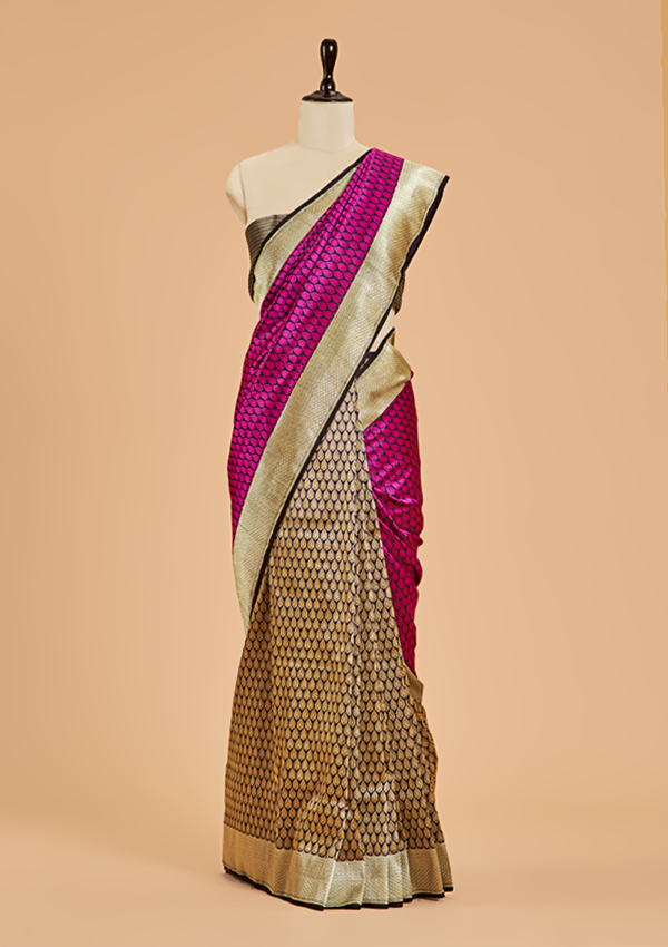 Magenta Patli Pallu Saree in Silk