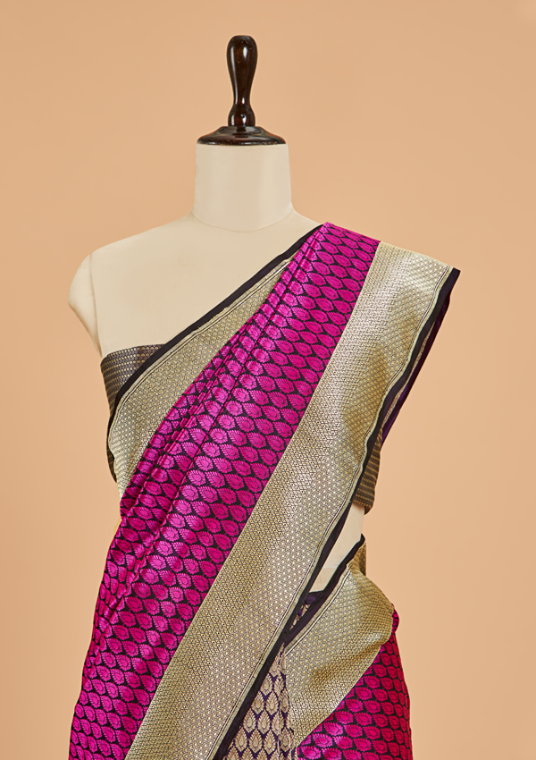 Magenta Patli Pallu Saree in Silk