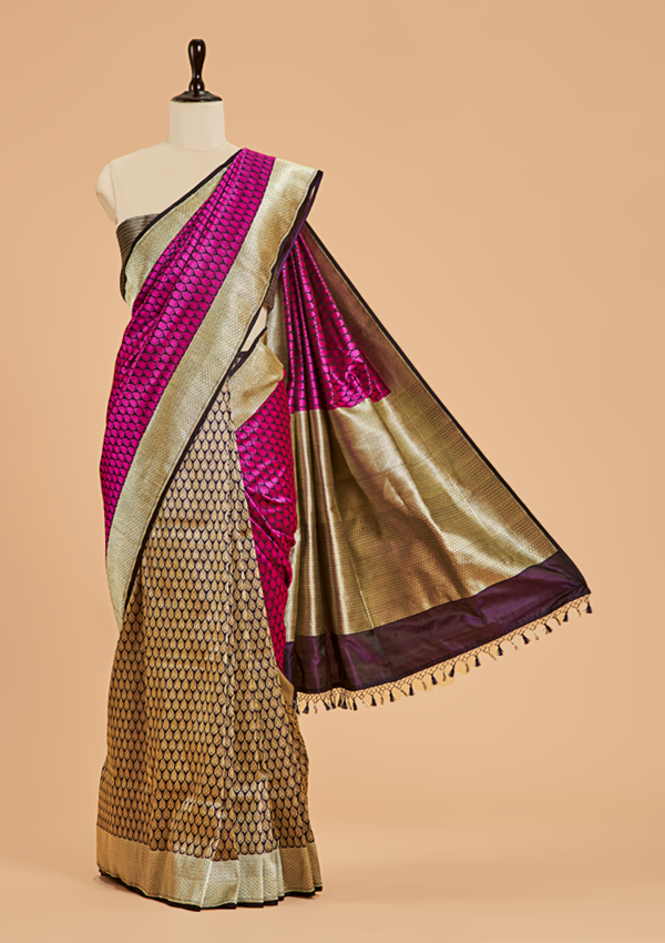 Magenta Patli Pallu Saree in Silk