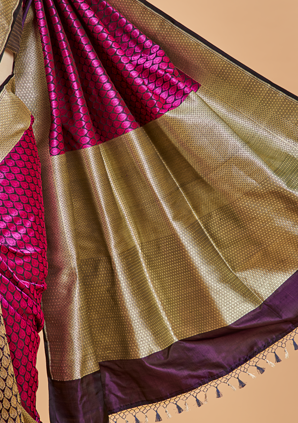Magenta Patli Pallu Saree in Silk