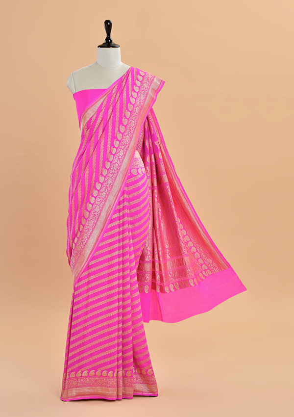 Rani Pink Lehariya Saree in Georgette