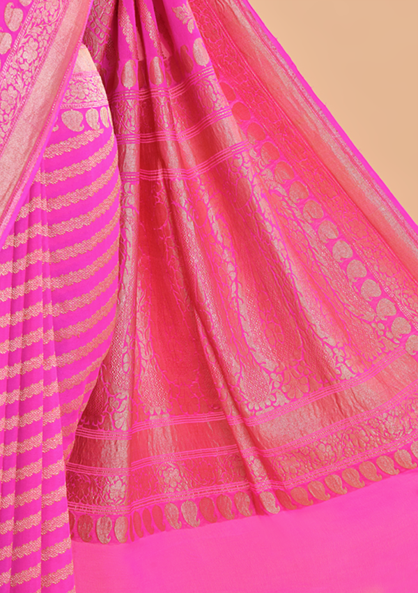 Rani Pink Lehariya Saree in Georgette