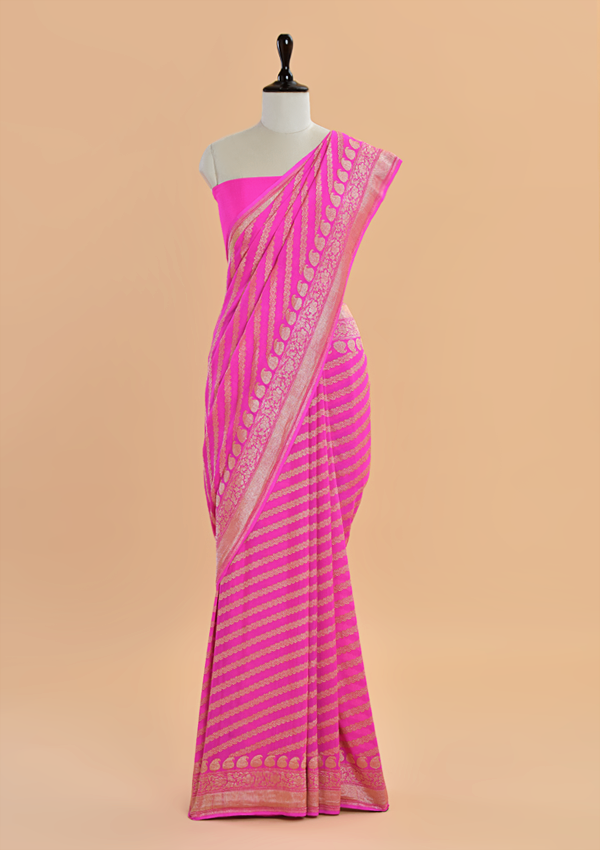 Rani Pink Lehariya Saree in Georgette