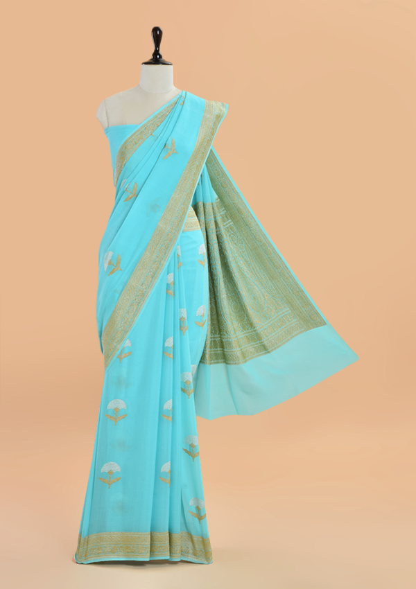 Firozi Butta Saree In Georgette