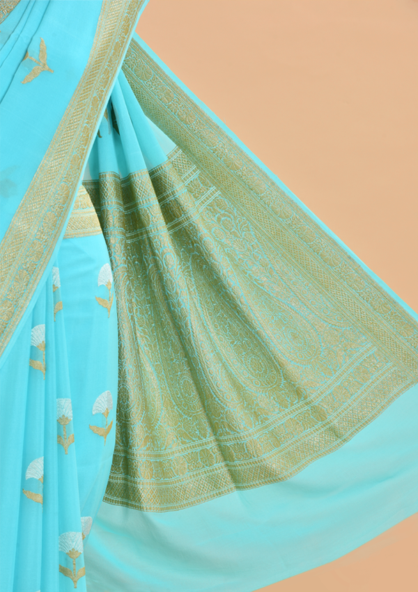 Firozi Butta Saree In Georgette