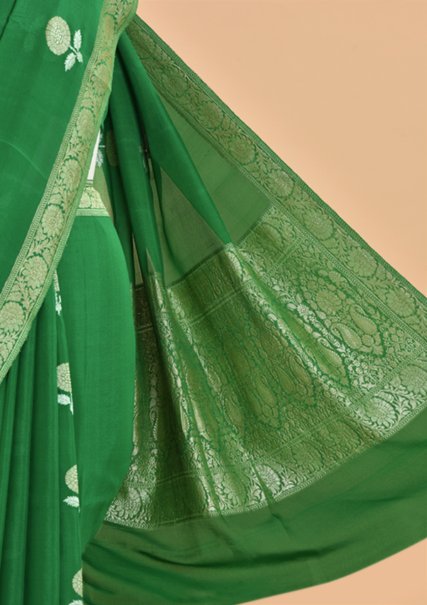 Green Butta Saree In Georgette