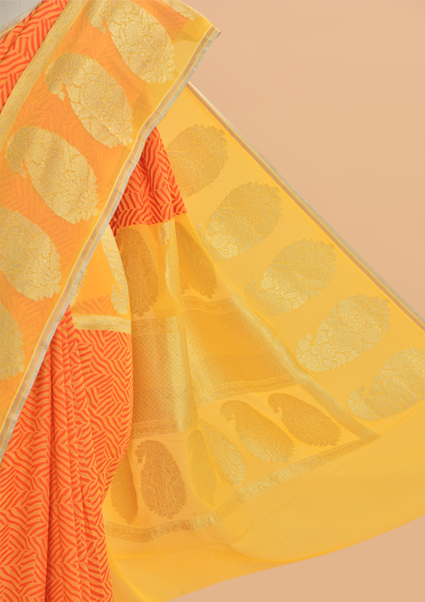 Yellow Jaal Saree In Georgette