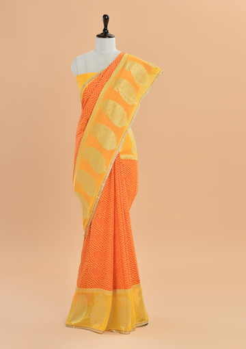 Yellow Jaal Saree In Georgette