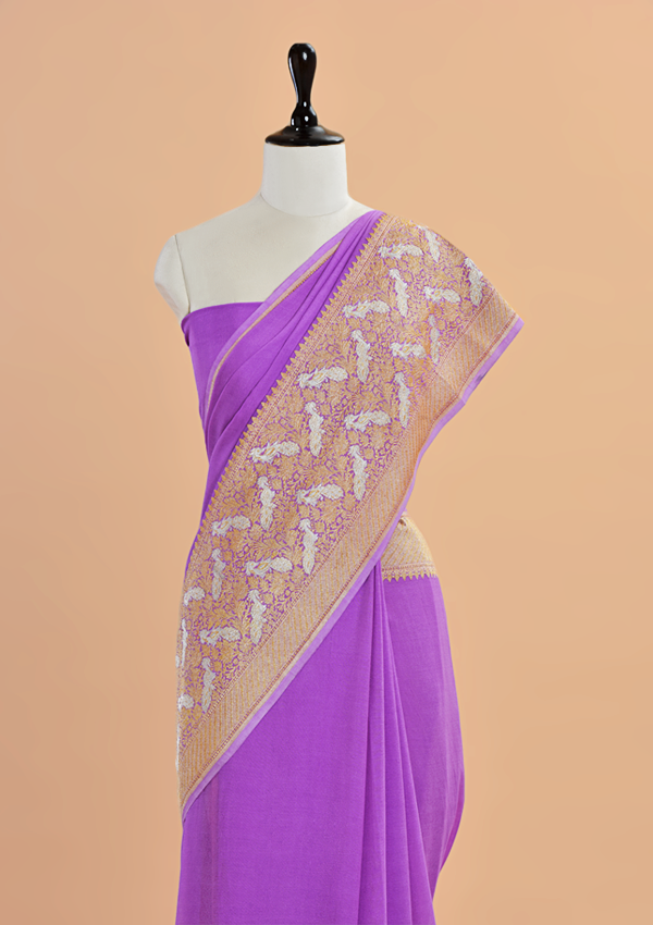 Lavender Plain Saree in Georgette