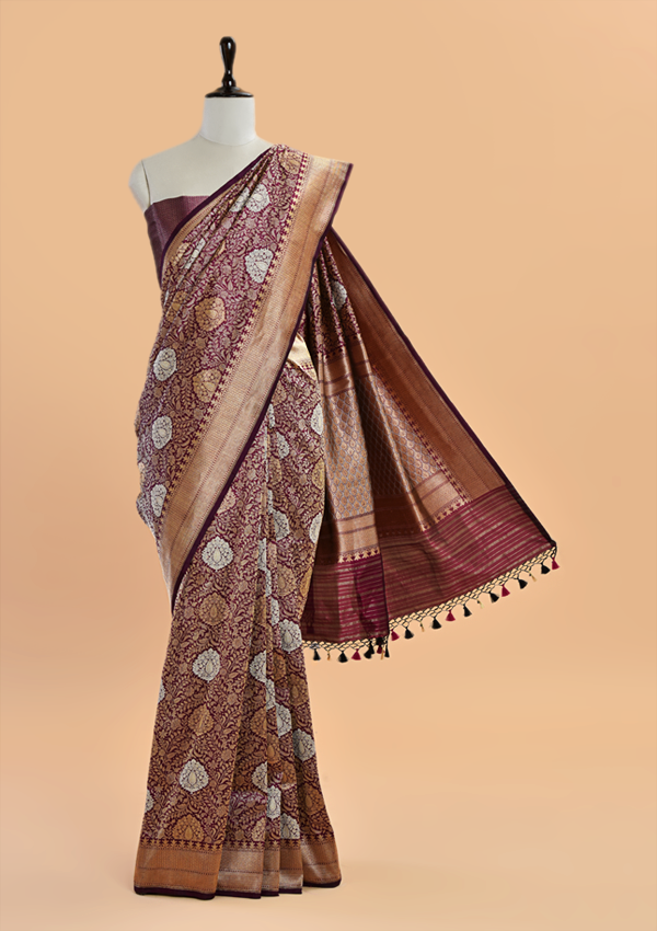 Magenta Brocade Saree In Silk