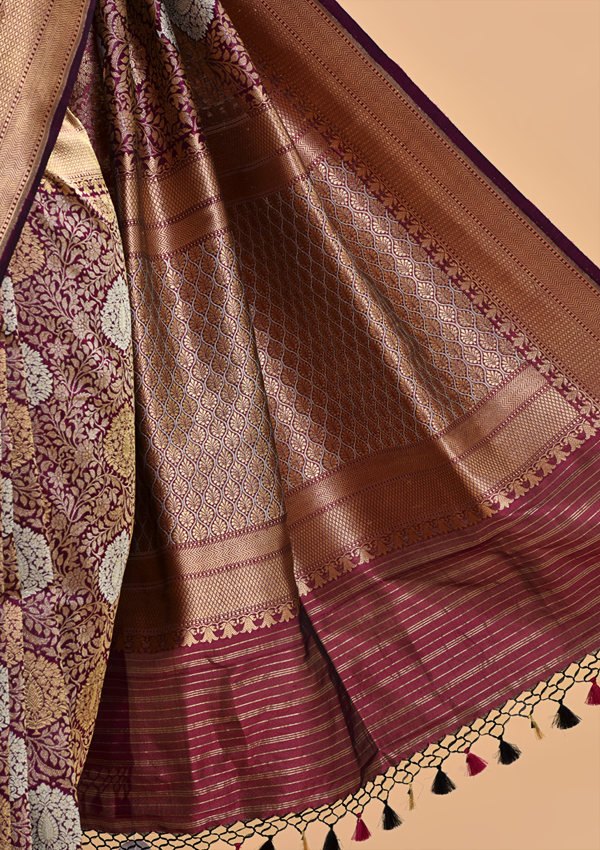 Magenta Brocade Saree In Silk