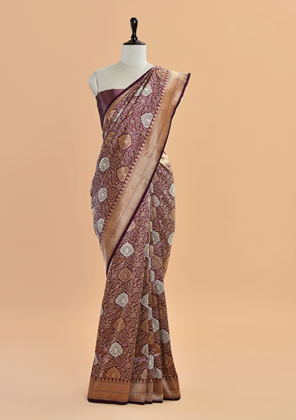 Magenta Brocade Saree In Silk