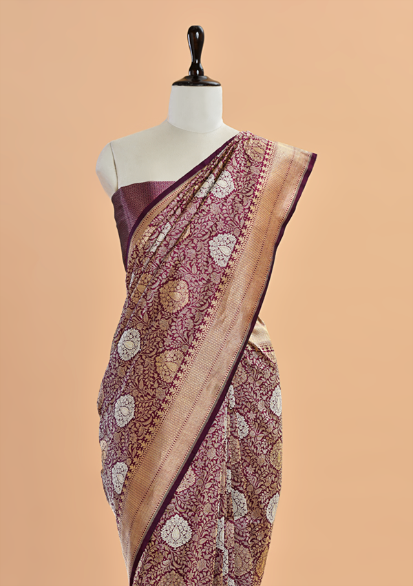 Magenta Brocade Saree In Silk