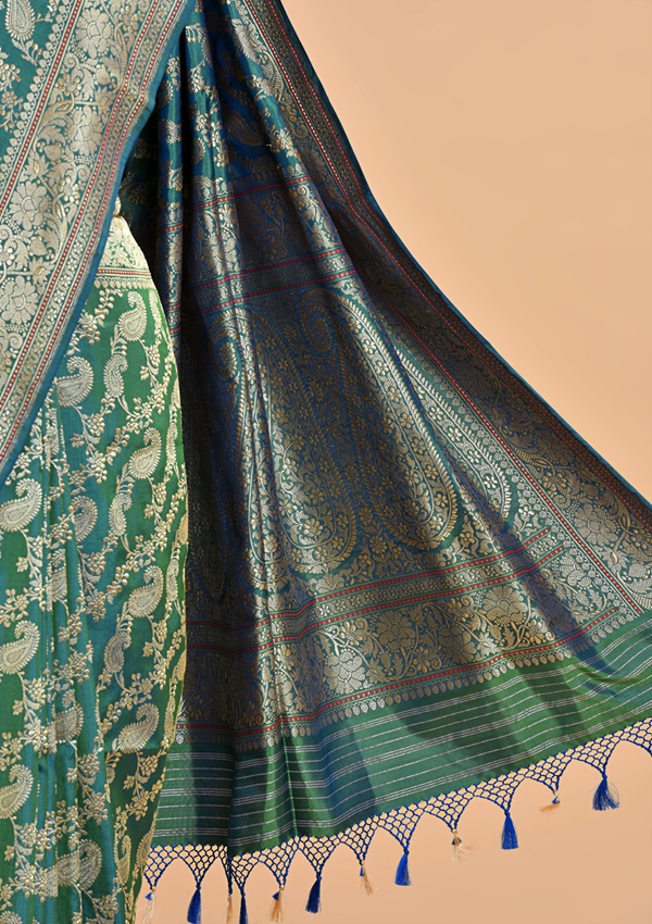 Rama Green Jaal  Saree in Silk