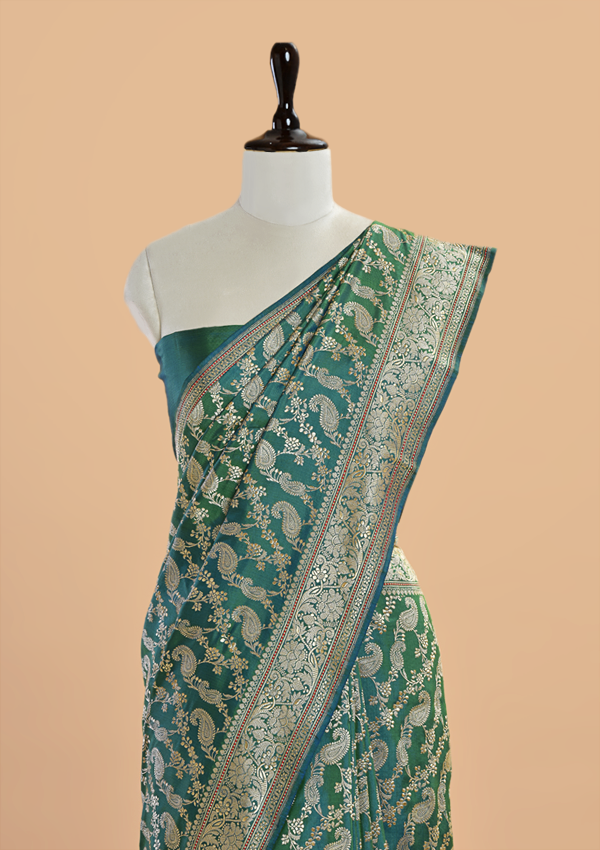 Rama Green Jaal  Saree in Silk