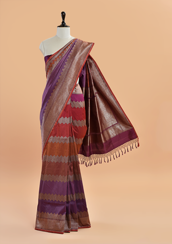 Maroon Rangkat Saree in Silk
