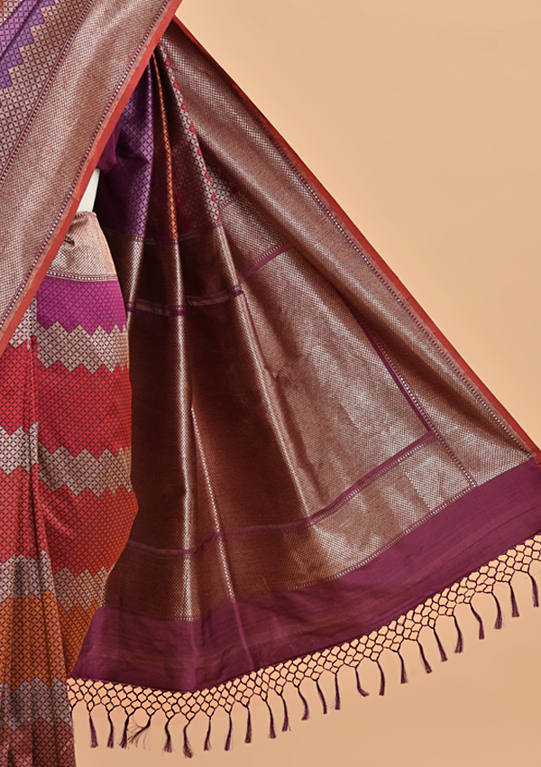 Maroon Rangkat Saree in Silk