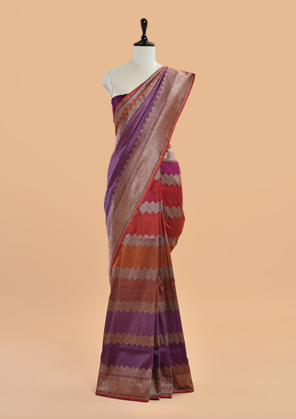 Maroon Rangkat Saree in Silk