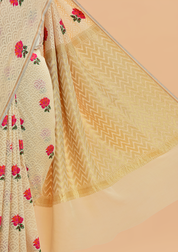 Off White Butta Saree In Georgette