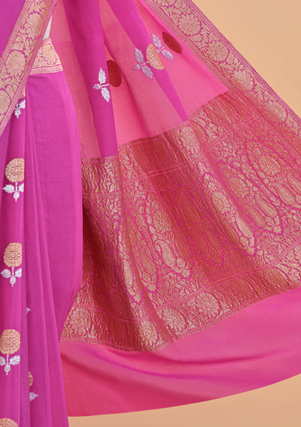 Pink Butta Saree In Georgette