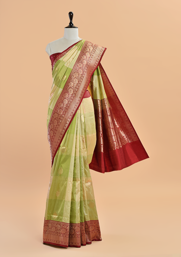 Pista Green Butta Saree in Silk