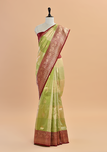 Pista Green Butta Saree in Silk
