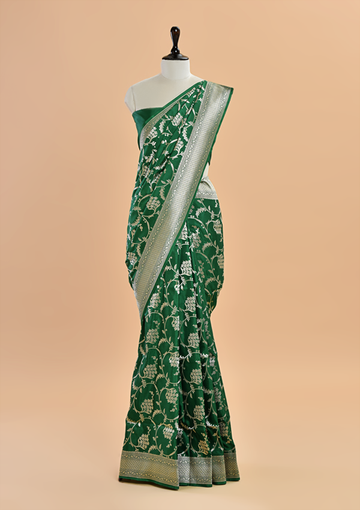Green Jaal  Saree in Silk