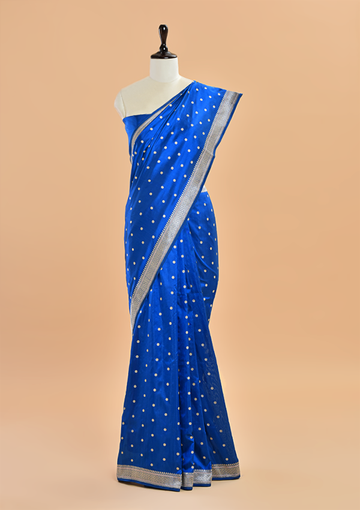 Navy Blue Butti Saree in Silk