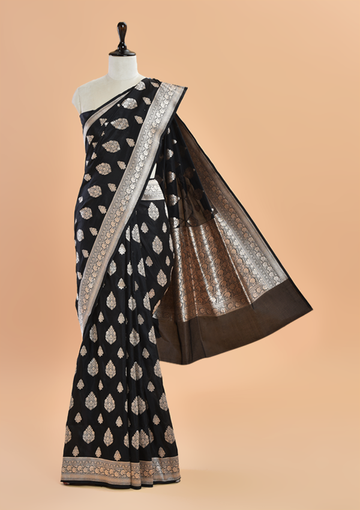 Black Butta Saree in Silk