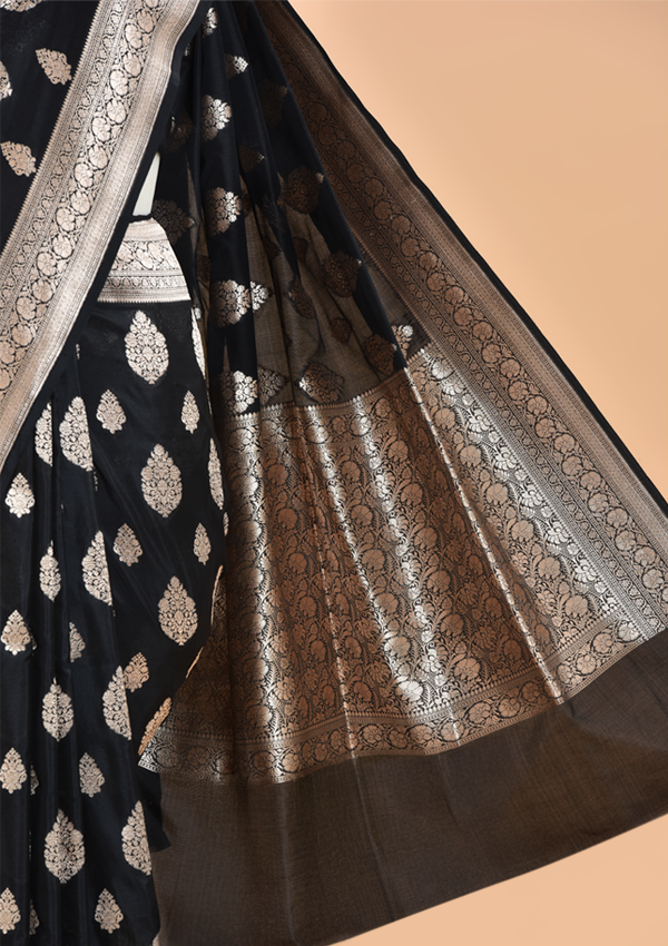 Black Butta Saree in Silk