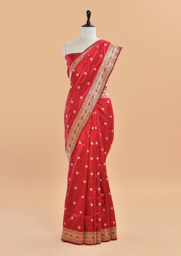 Red Butti Saree in Silk