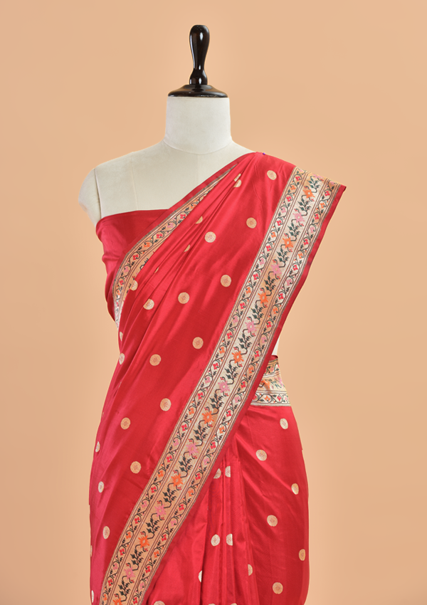 Red Butti Saree in Silk