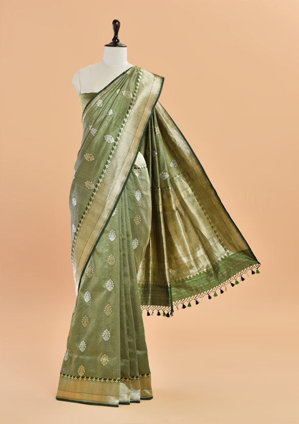 Green Brocade Saree In Silk
