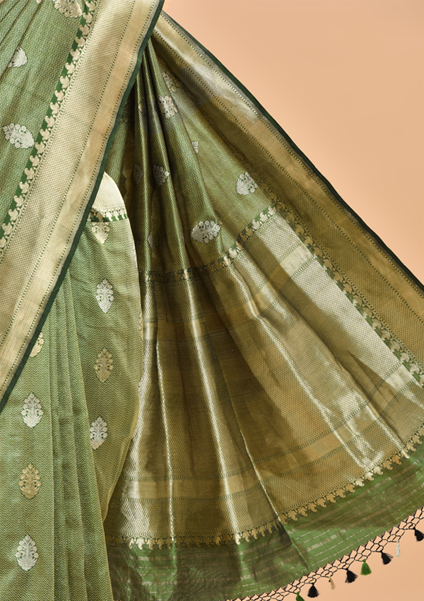 Green Brocade Saree In Silk