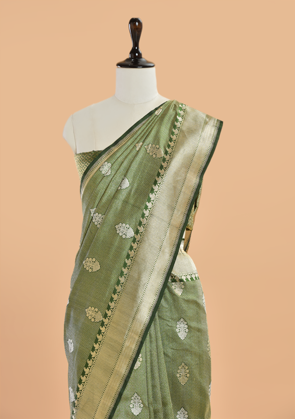 Green Brocade Saree In Silk