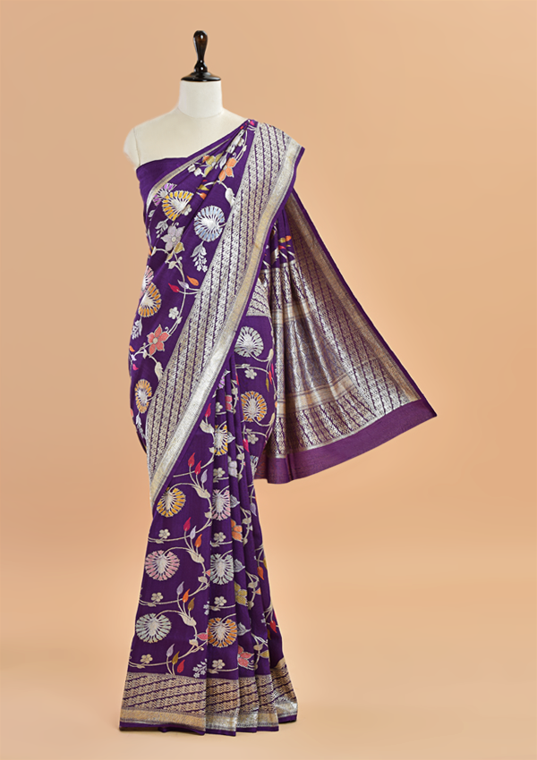 Purple Jaal Saree in Georgette Tussar