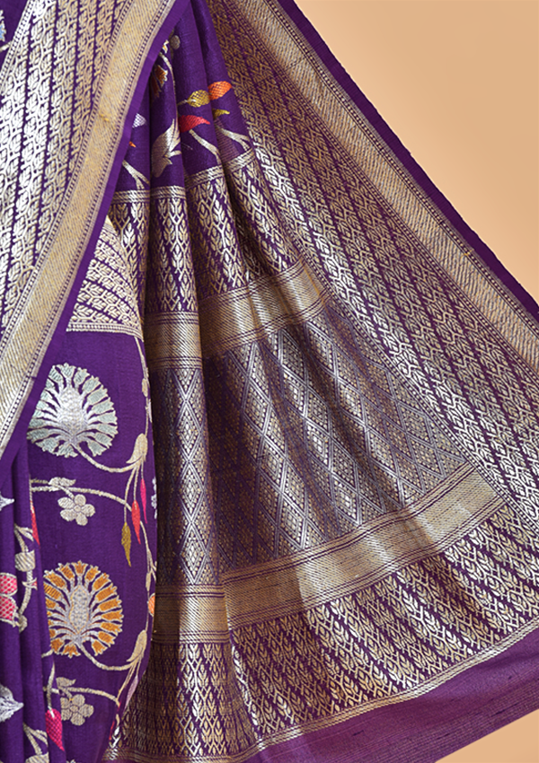 Purple Jaal Saree in Georgette Tussar