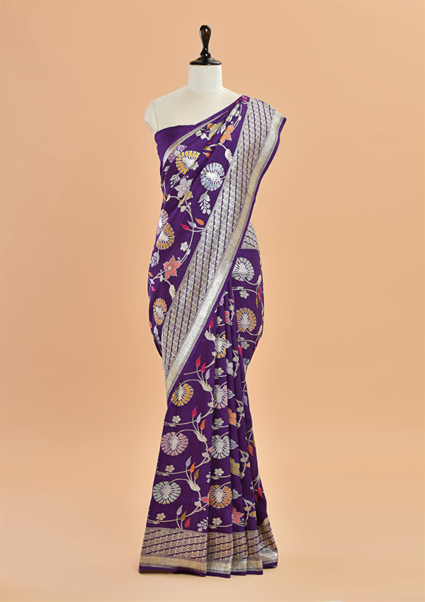 Purple Jaal Saree in Georgette Tussar