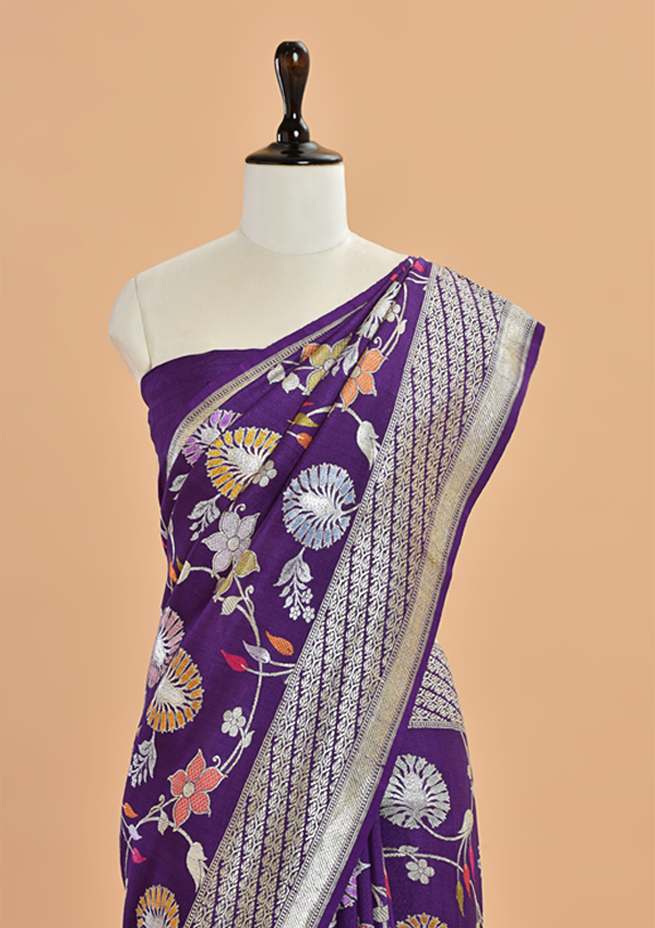 Purple Jaal Saree in Georgette Tussar